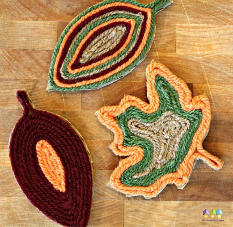 Fall Yarn Leaf Magnets